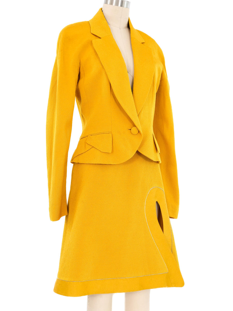 Christian Dior Mustard Metallic Trim Skirt Suit Suit arcadeshops.com