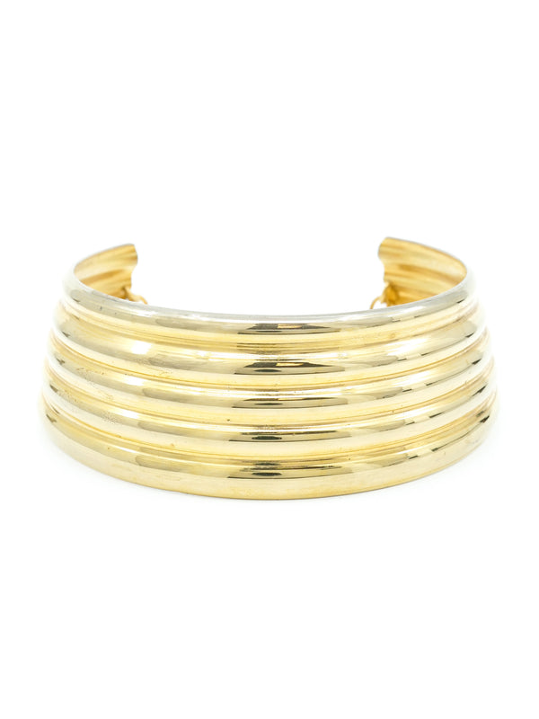 Goldtone Ribbed Collar Necklace Accessory arcadeshops.com