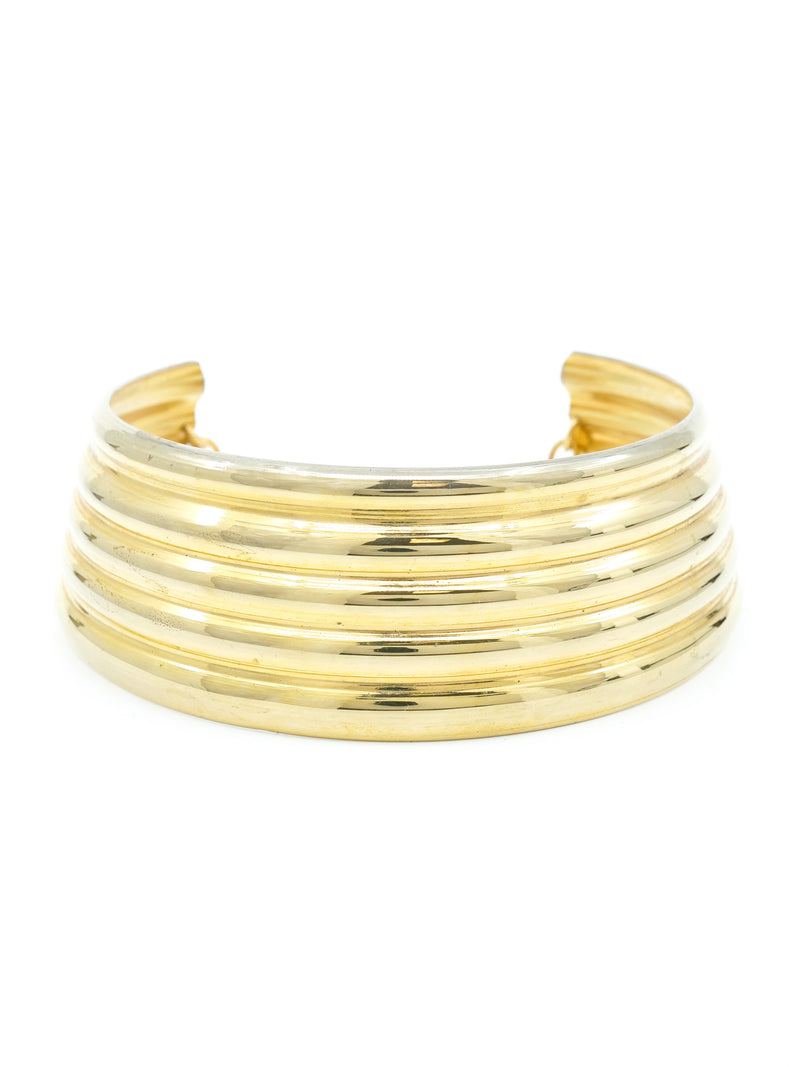 Goldtone Ribbed Collar Necklace Accessory arcadeshops.com