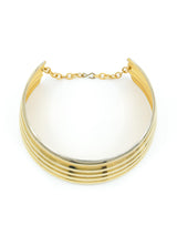 Goldtone Ribbed Collar Necklace Accessory arcadeshops.com