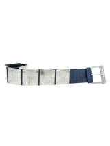 Versus Versace Stamped Metal Suede Navy Belt Accessory arcadeshops.com