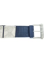 Versus Versace Stamped Metal Suede Navy Belt Accessory arcadeshops.com