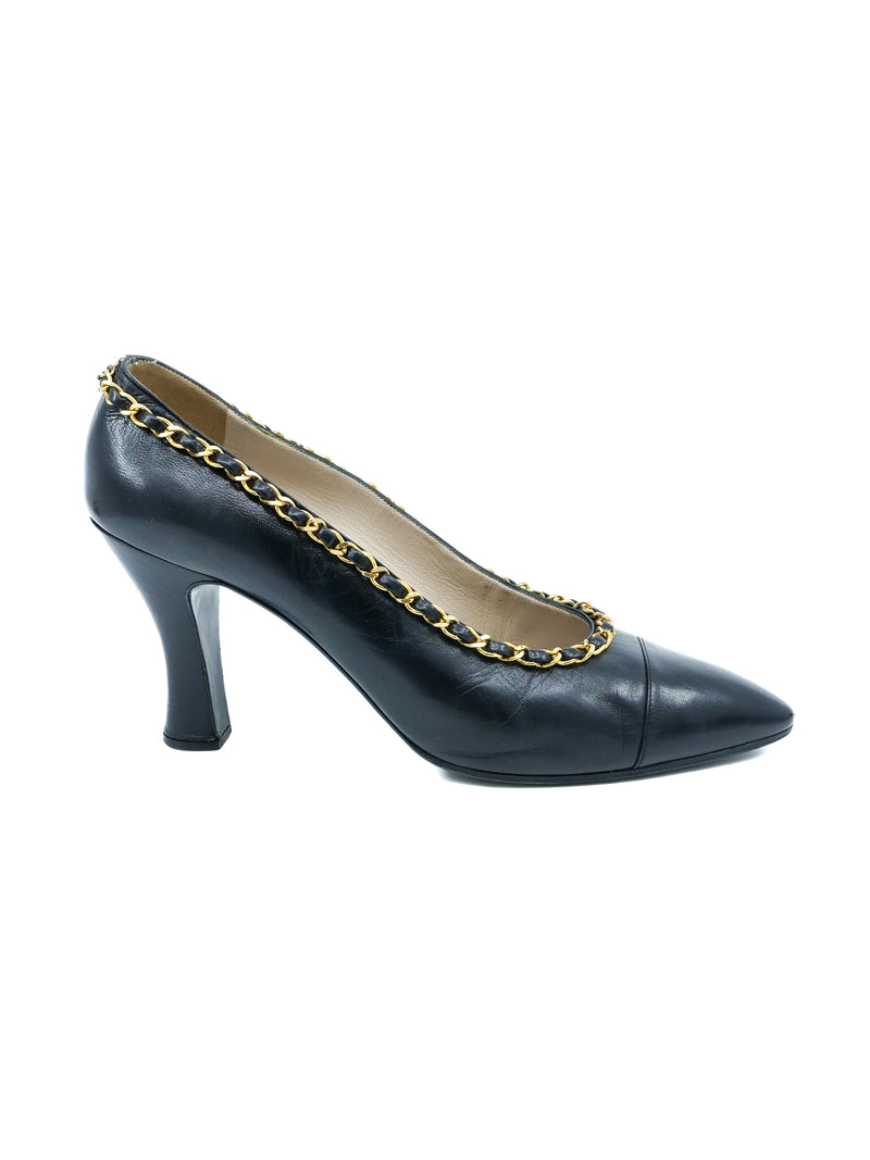 Chanel Chain Trimmed Lambskin Pumps, 40 Accessory arcadeshops.com