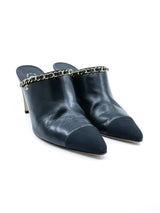 Chanel Chain Trimmed Pointed Mules, 37.5 Accessory arcadeshops.com