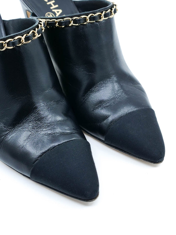 Chanel Chain Trimmed Pointed Mules, 37.5 Accessory arcadeshops.com