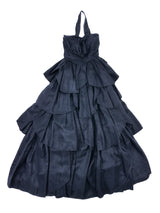 1960s Taffeta Strapless Ruffle Gown Dress arcadeshops.com