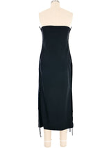 Helen Storey Strapless Rhinestone Embellished Velvet Dress