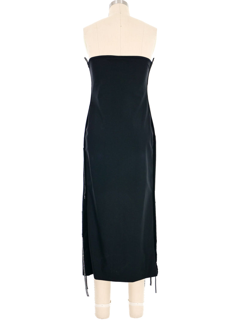 Helen Storey Strapless Rhinestone Embellished Velvet Dress