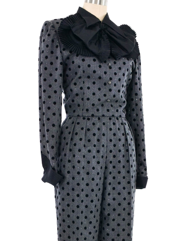 1970s Nina Ricci Polka Dot Wool Jumpsuit