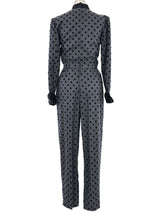 1970s Nina Ricci Polka Dot Wool Jumpsuit