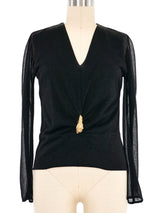 2000 Gucci by Tom Ford Dragon Accented Metallic Jersey Top Top arcadeshops.com