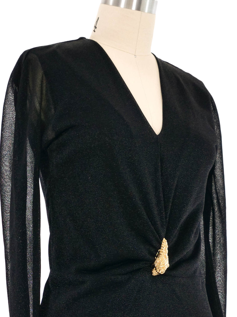 2000 Gucci by Tom Ford Dragon Accented Metallic Jersey Top Top arcadeshops.com