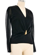 2000 Gucci by Tom Ford Dragon Accented Metallic Jersey Top Top arcadeshops.com