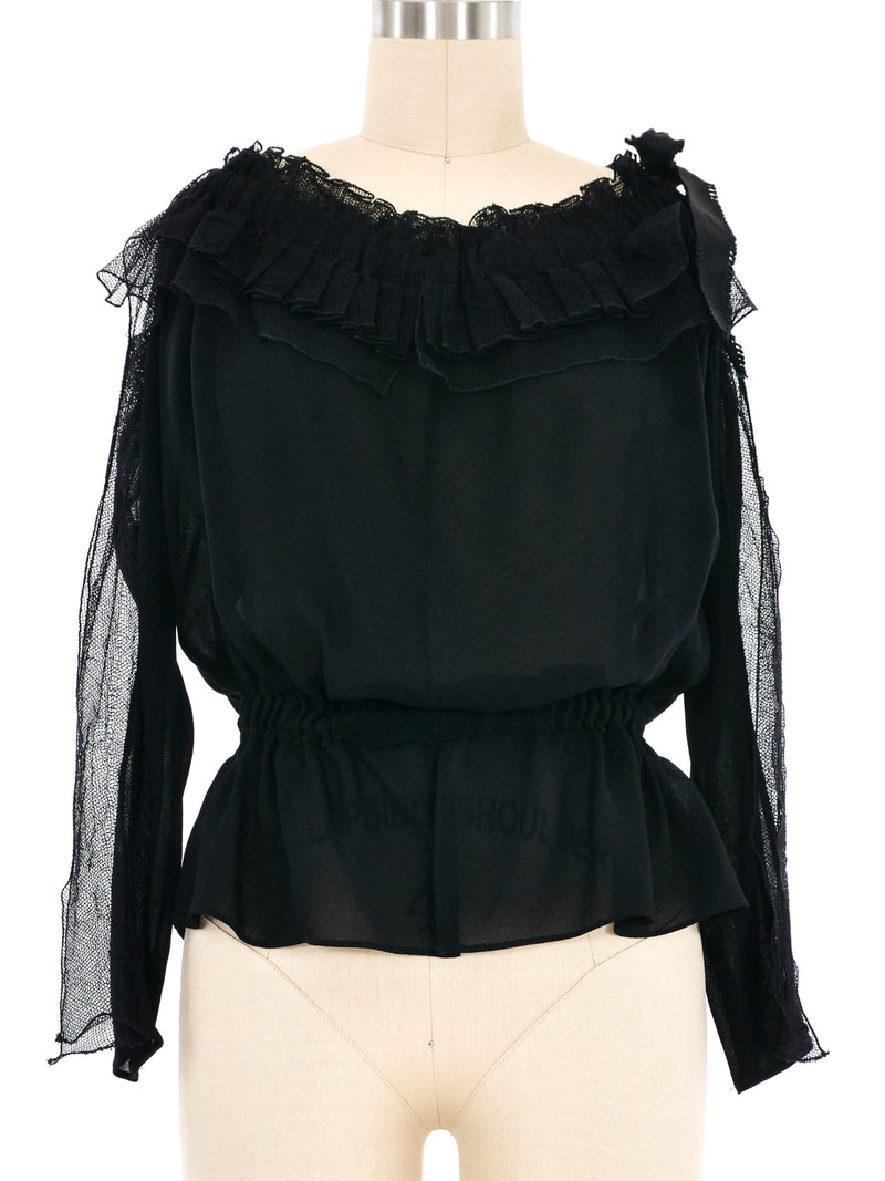 2000s Yves Saint Laurent Off the Shoulder Blouse