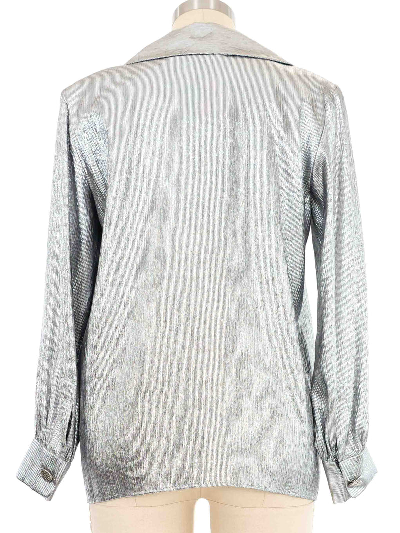 1980s Yves Saint Laurent Silver Lame Top