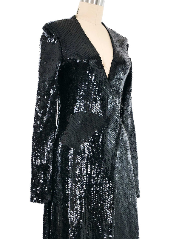 1970s Halston Sequin Coat Dress