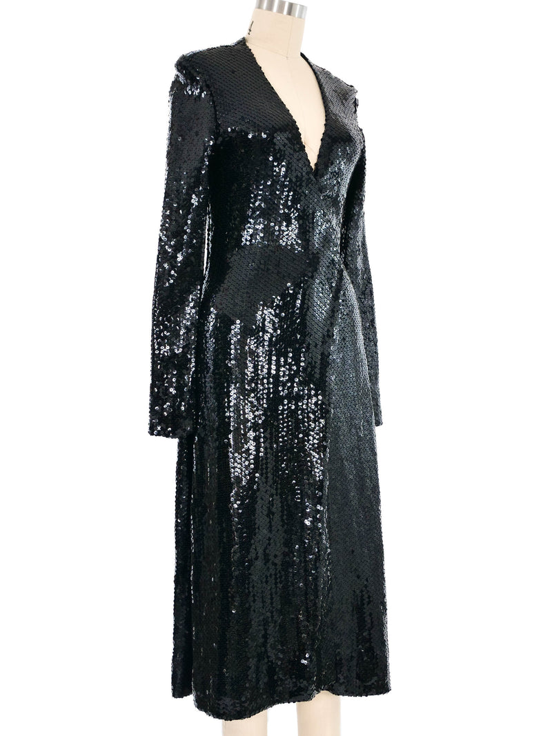 1970s Halston Sequin Coat Dress