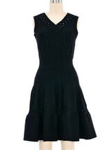 Alaia Black Metallic Trimmed Fit And Flare Mini Dress