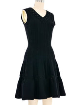 Alaia Black Metallic Trimmed Fit And Flare Mini Dress