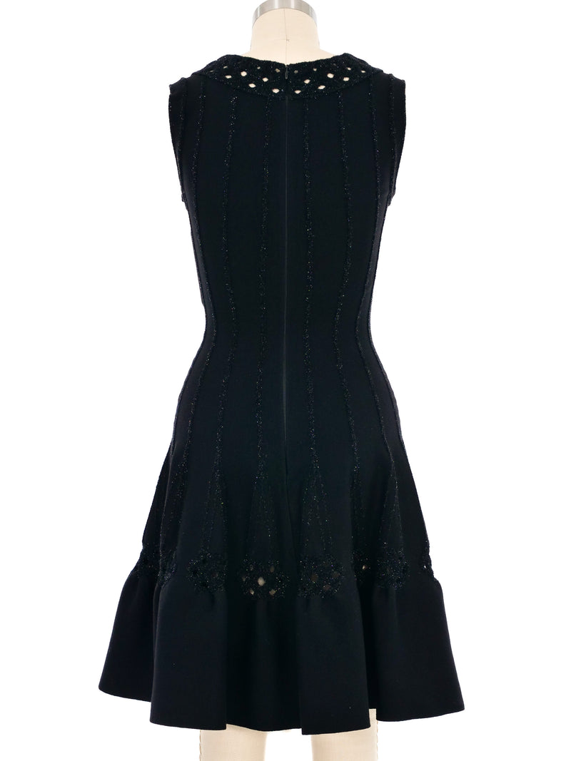 Alaia Black Metallic Trimmed Fit And Flare Mini Dress