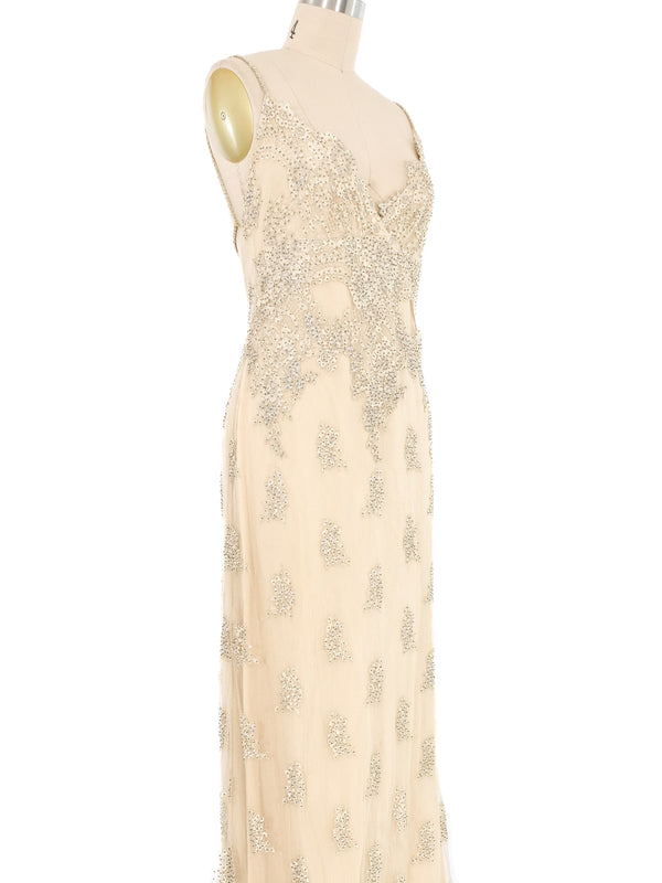 1990s Collette Dinnigan Beaded Lace Slip Dress