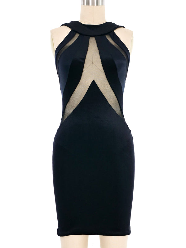 1970s Giorgio di Sant'Angelo Velvet Bodycon Mesh Dress