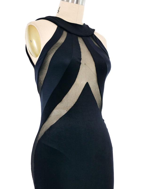 1970s Giorgio di Sant'Angelo Velvet Bodycon Mesh Dress