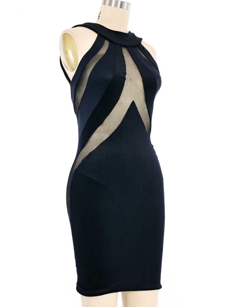 1970s Giorgio di Sant'Angelo Velvet Bodycon Mesh Dress