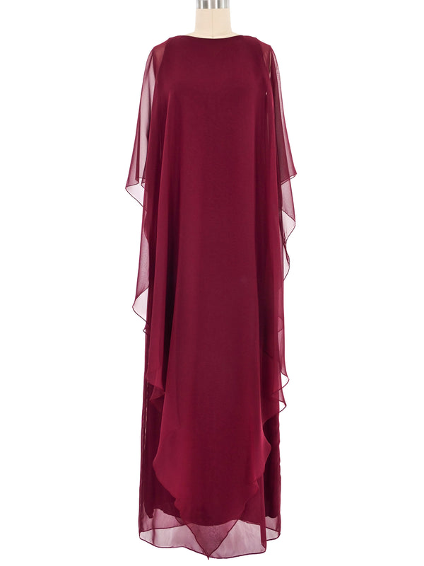 1960s Oxblood Chiffon Column Gown