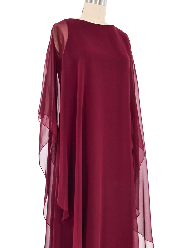 1960s Oxblood Chiffon Column Gown