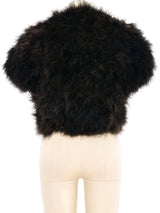 Black Marabou Cropped Cap Sleeve Jacket