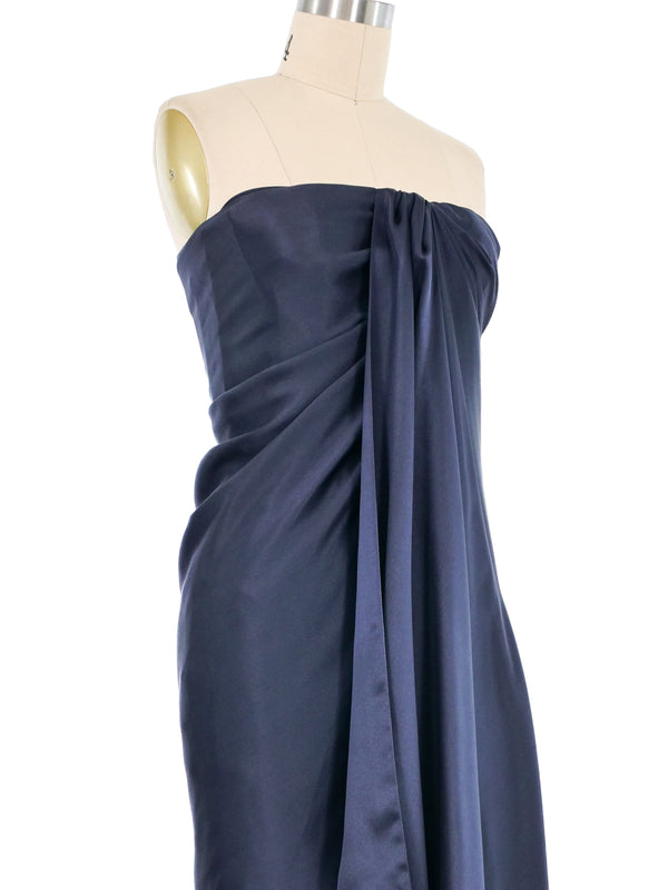 2008 Balenciaga Navy Draped Silk Dress Dress arcadeshops.com