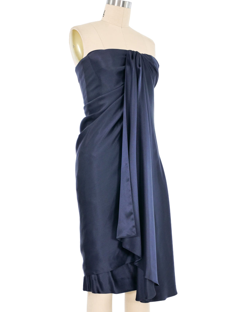 2008 Balenciaga Navy Draped Silk Dress Dress arcadeshops.com