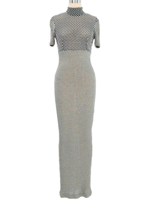 Ozbek Metallic Knit Maxi Dress Ensemble