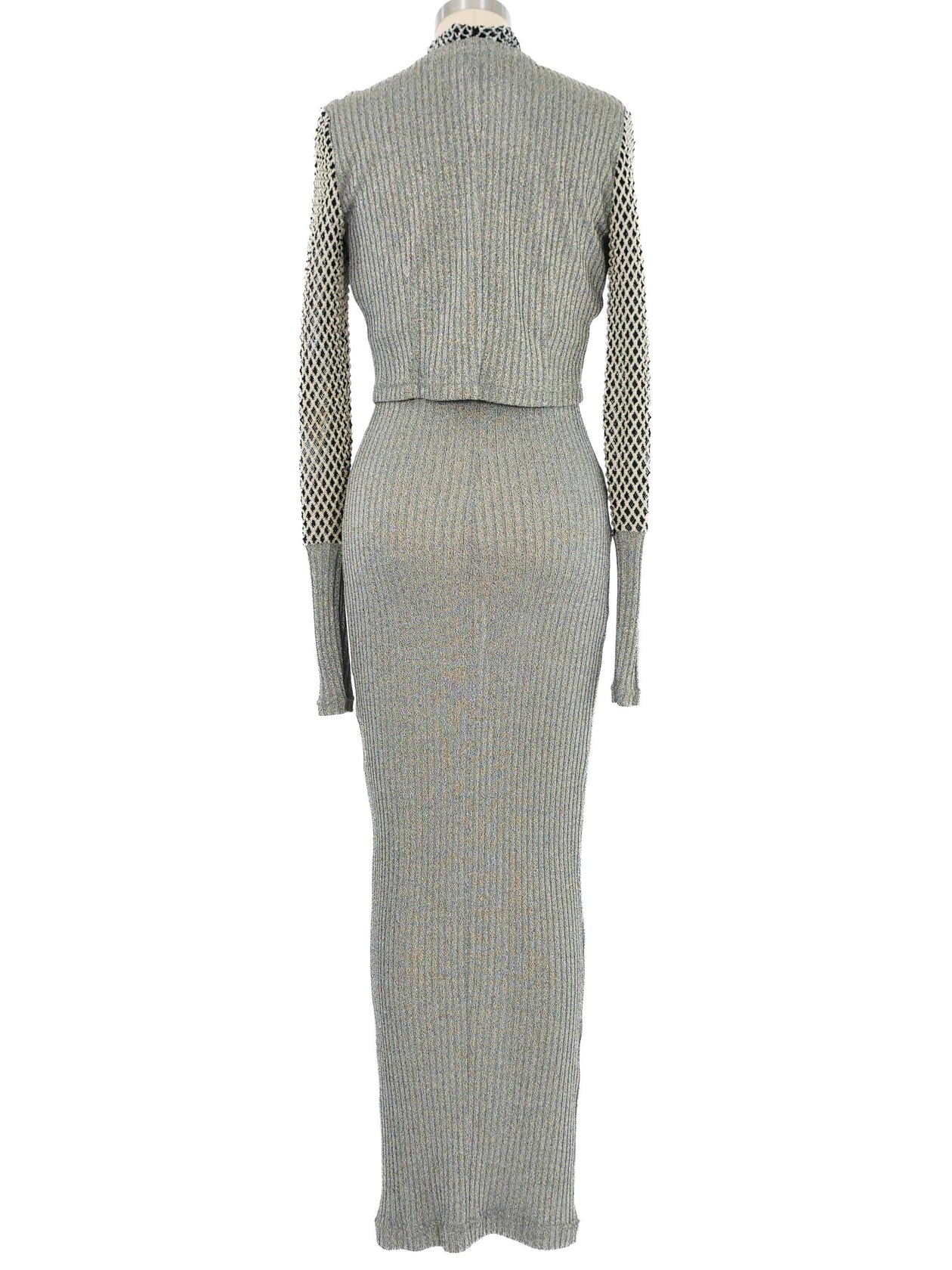 Ozbek Metallic Knit Maxi Dress Ensemble