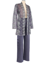 Mary McFadden Gray Metallic Lace Jacket Ensemble