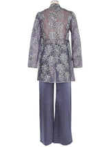 Mary McFadden Gray Metallic Lace Jacket Ensemble