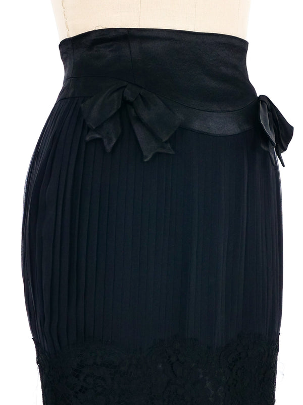 Moschino Pleated Chiffon Bow Accent Skirt