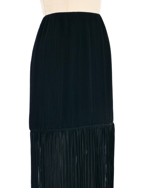 Mary McFadden Pleated Chiffon Midi Skirt