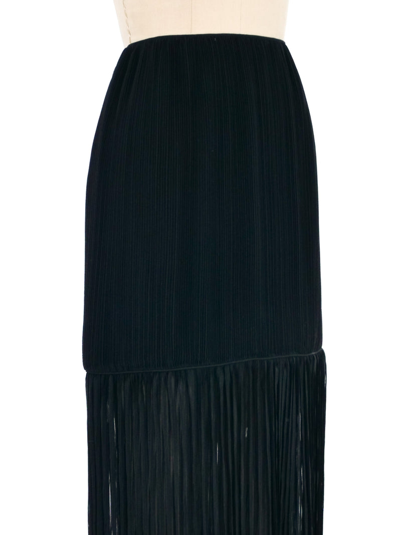 Mary McFadden Pleated Chiffon Midi Skirt