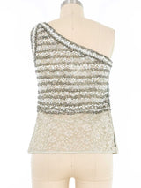 Adolfo Beaded One Shoulder Top