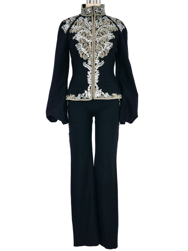 2004 Alexander McQueen Bouillon Embroidered Pant Suit