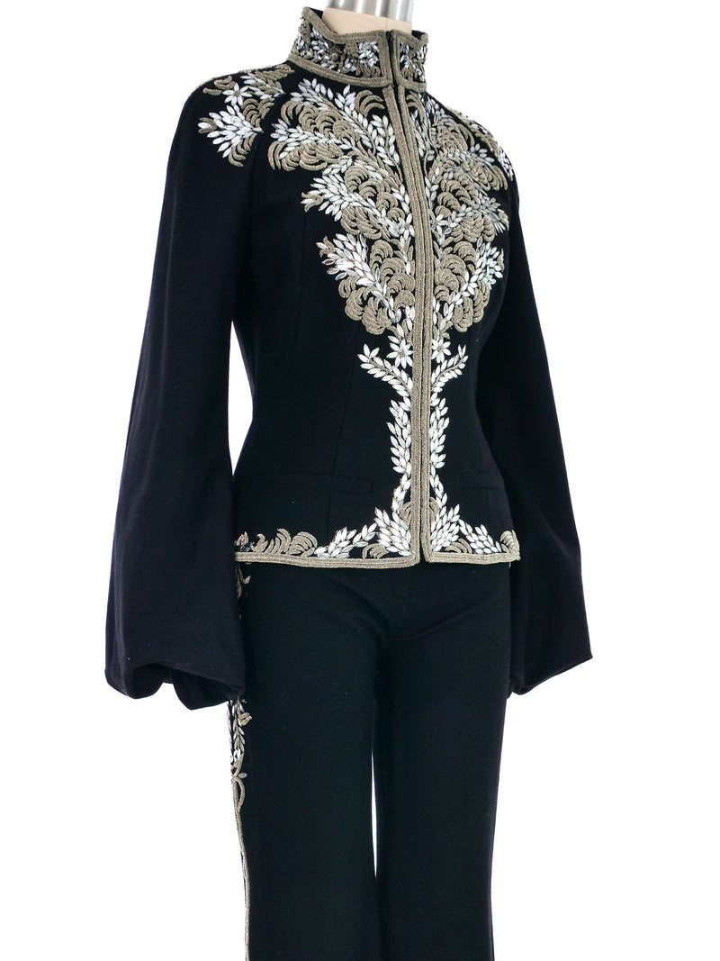 2004 Alexander McQueen Bouillon Embroidered Pant Suit