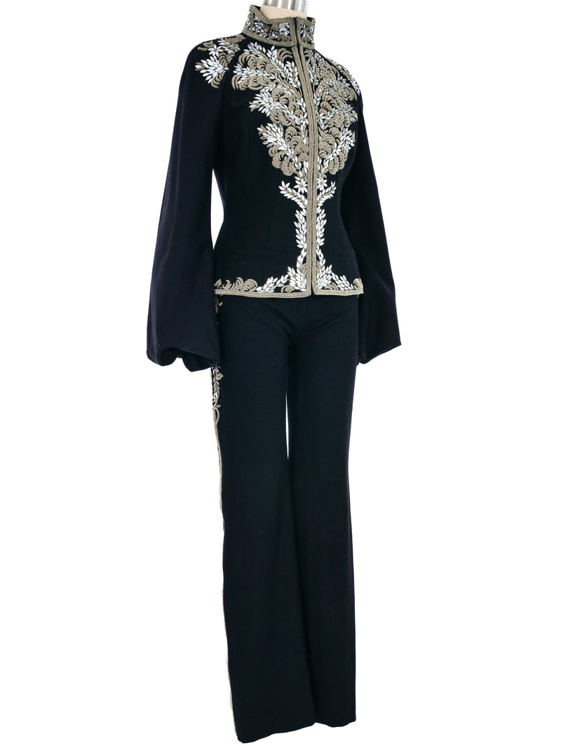 2004 Alexander McQueen Bouillon Embroidered Pant Suit