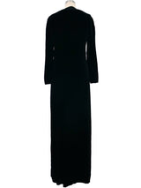 Valentino Velvet Offset Button Gown