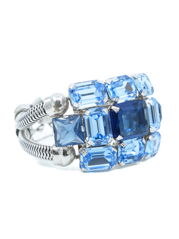 Blue Jewel Snake Chain Cuff Bracelet