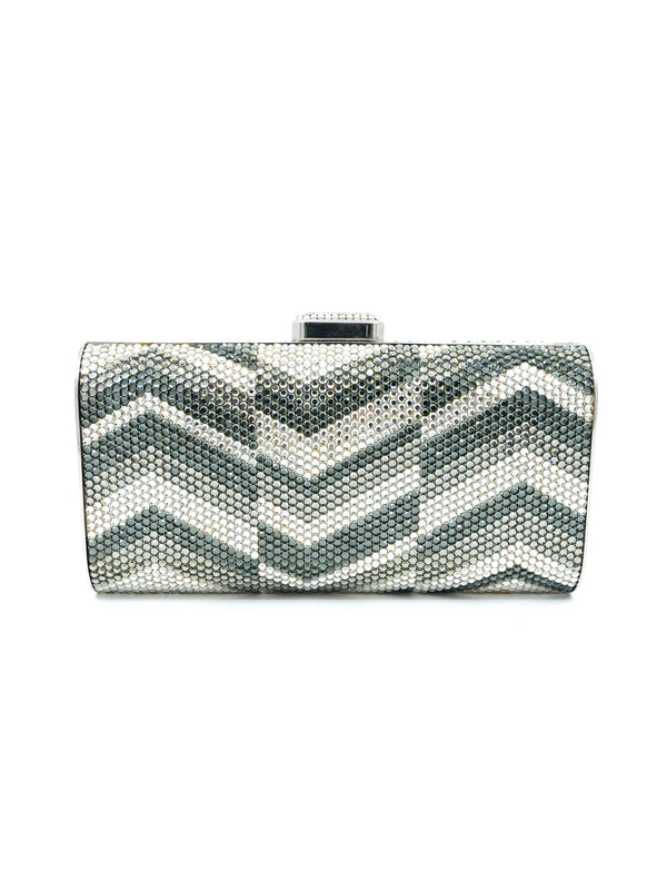 Judith Leiber Chevron Crystal Convertible Clutch