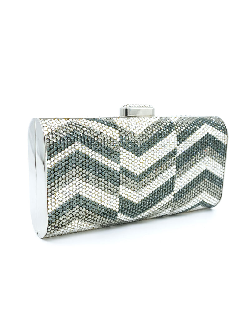 Judith Leiber Chevron Crystal Convertible Clutch