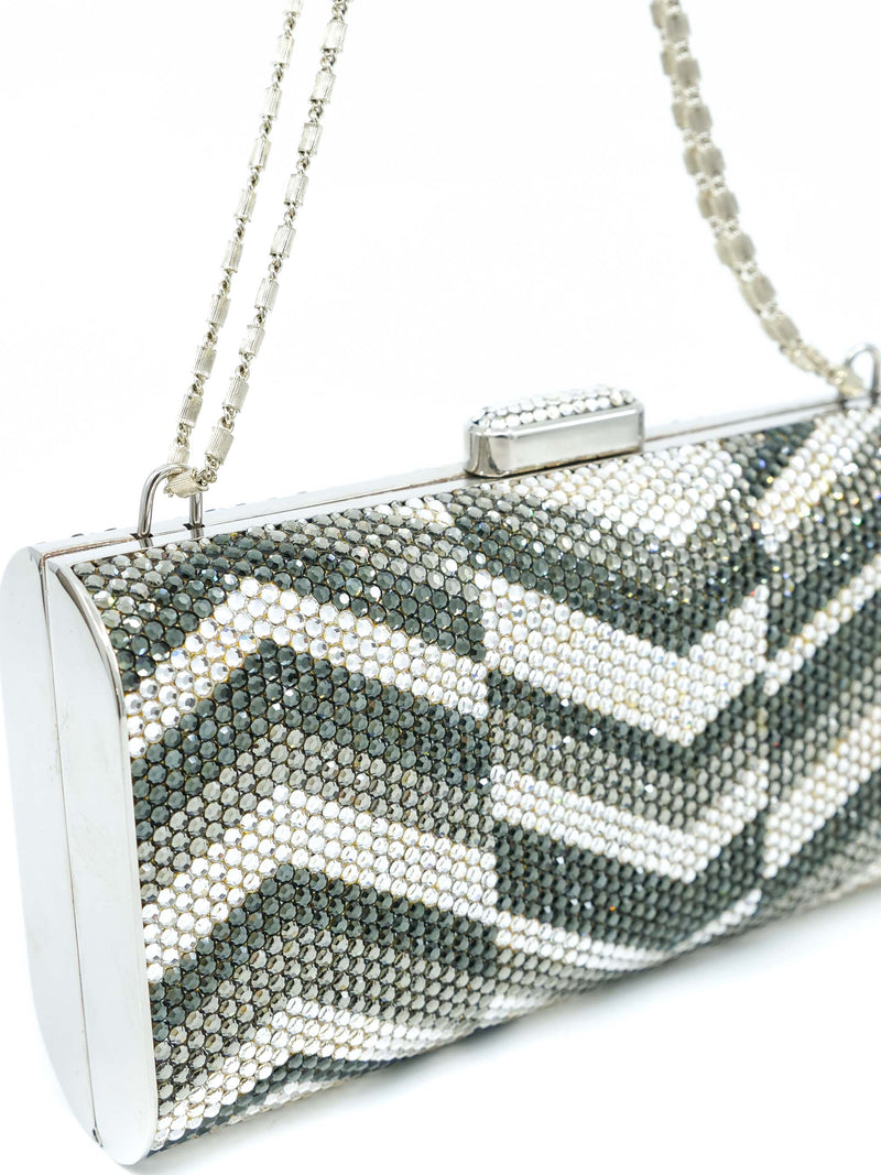 Judith Leiber Chevron Crystal Convertible Clutch