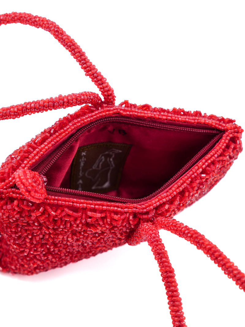 1990s Red Beaded Mini Bag